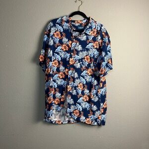 Caribbean Joe Mens XXL Hawaiian Floral‎ Shirt Viscose Button Down Aloha Vacation
